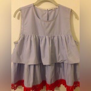 English Factory Blue And White Striped Tunic Cotton Polyester Tunic Size Large